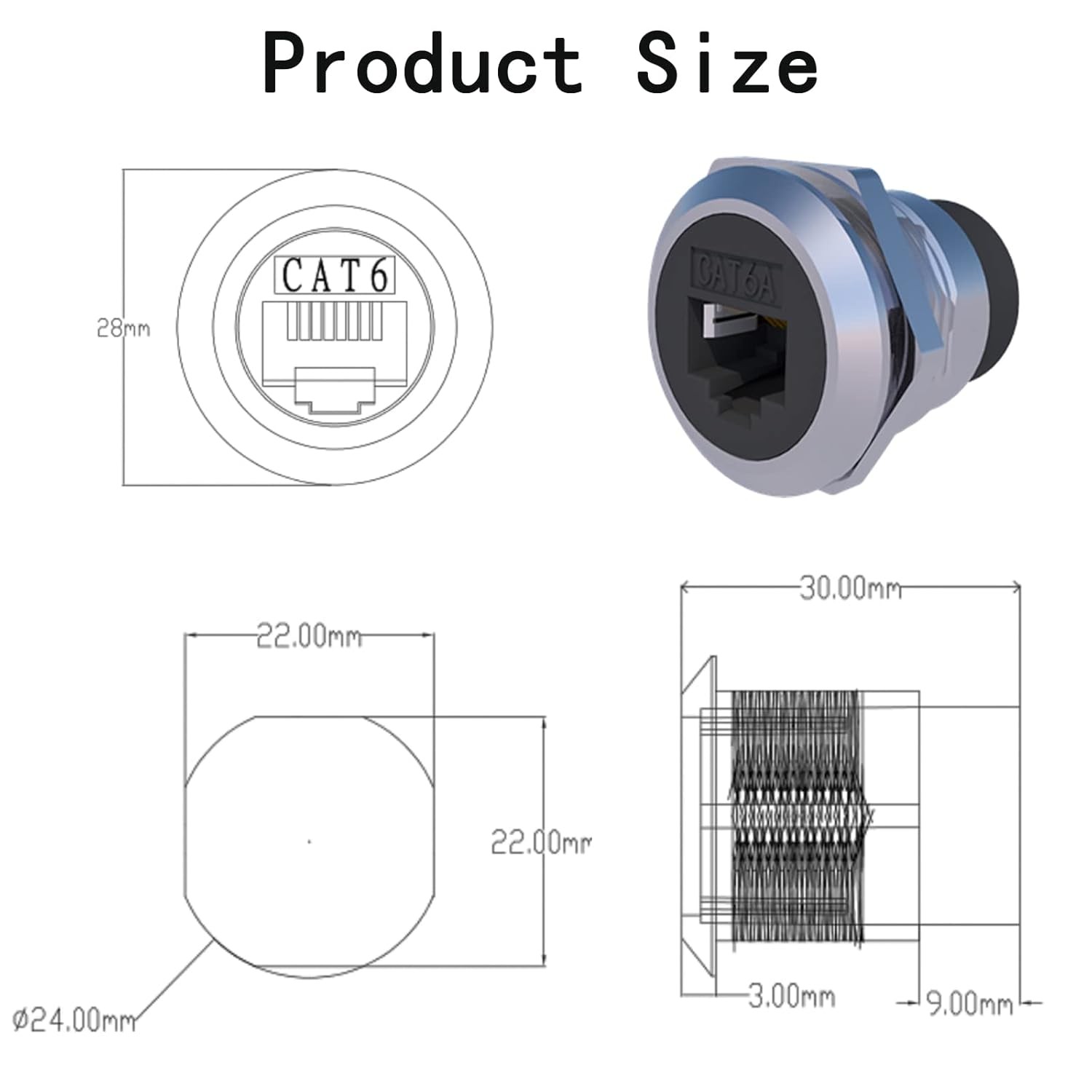 5PCS RJ45 Panel Mount Connector, Cat6 8P8C Ethernet LAN Pass Through Cable...