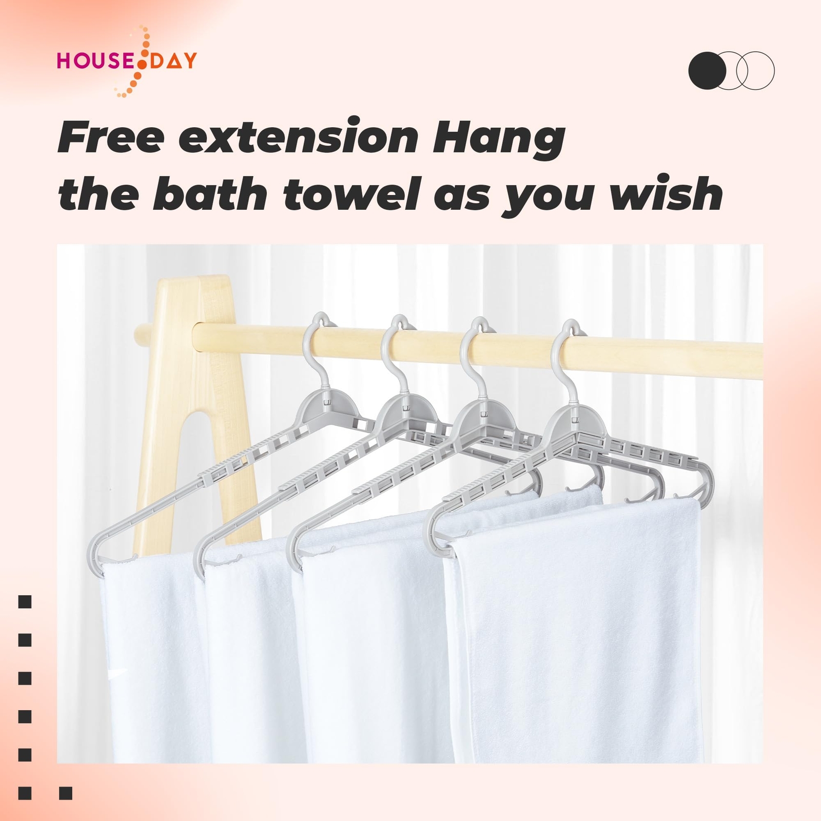 4 Pack Gray Extra Large Adjustable Hangers 360 Rotating Hook Heavy Duty