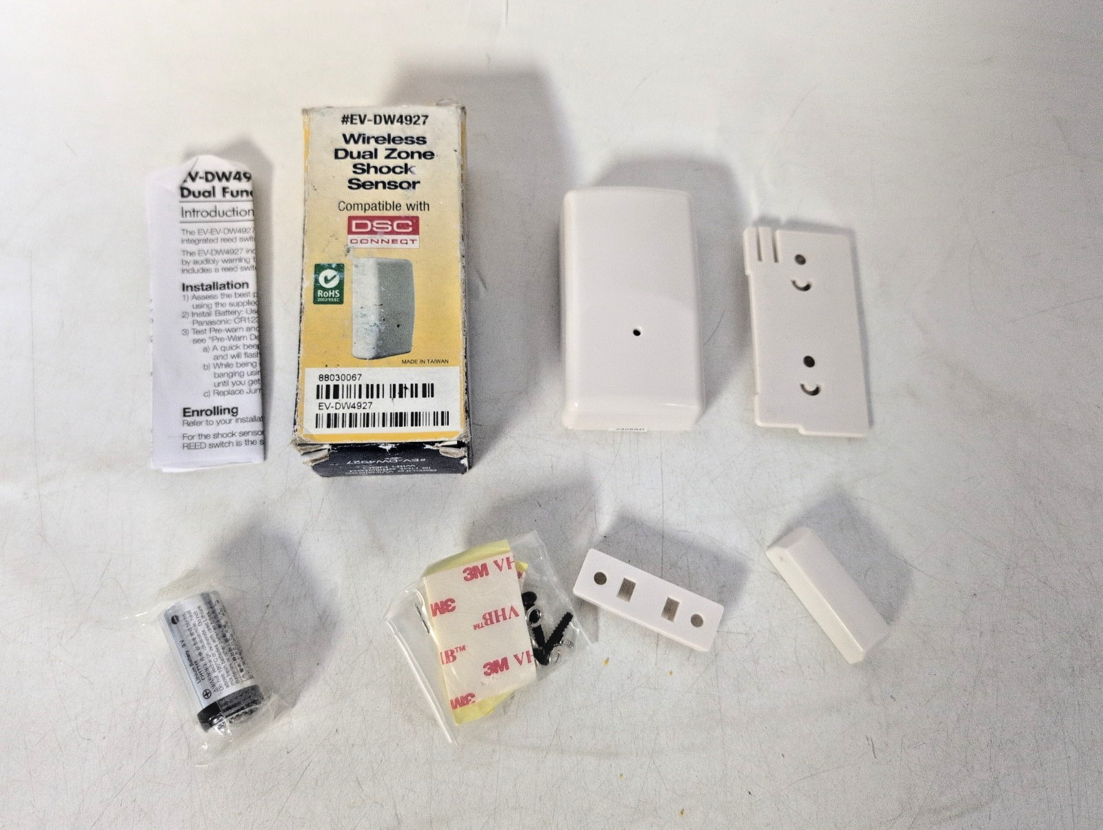 DSC Wireless Shock Sensor #EV-DW4927 White