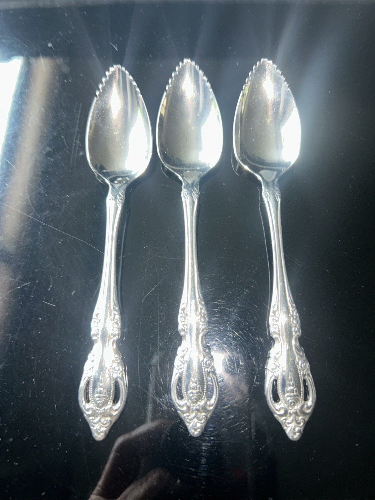 NEW Oneida Brahms Grapefruit Fruit Spoons Lot of 3 Community Stainless c. 1980