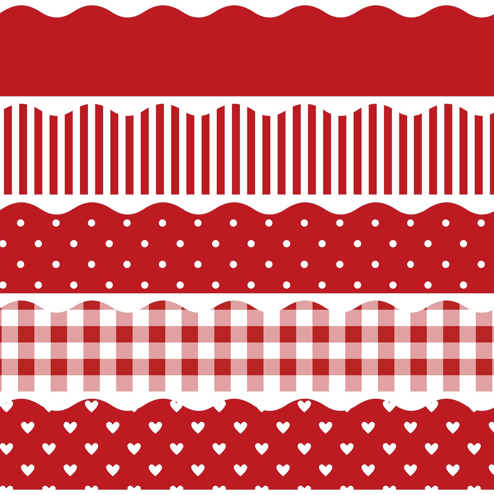69 Feet Valentine's Day Bulletin Board Borders 5 Styles 60 Pieces Rolled Border