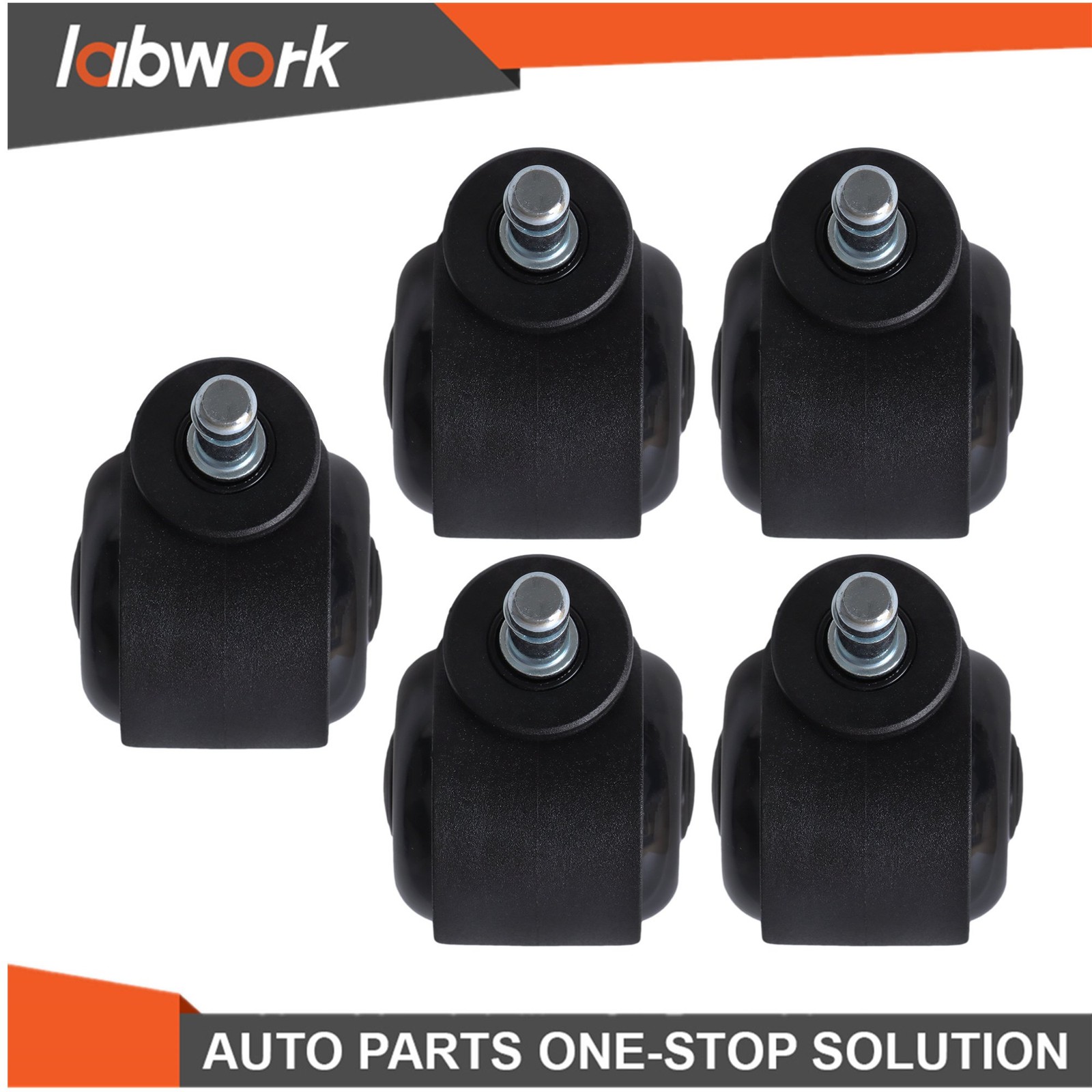 Labwork 5 Pack 2 Inch Universal Mute Rubber Chair Casters 360° Swivel Wheels