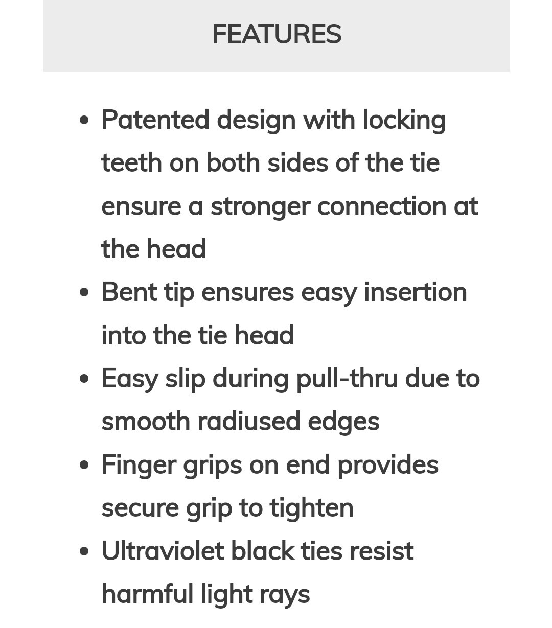 GB 46-308UVB Cable Tie, Double-Lock 75 Lbs. Locking, 6/6 Nylon, Black - pk- 100