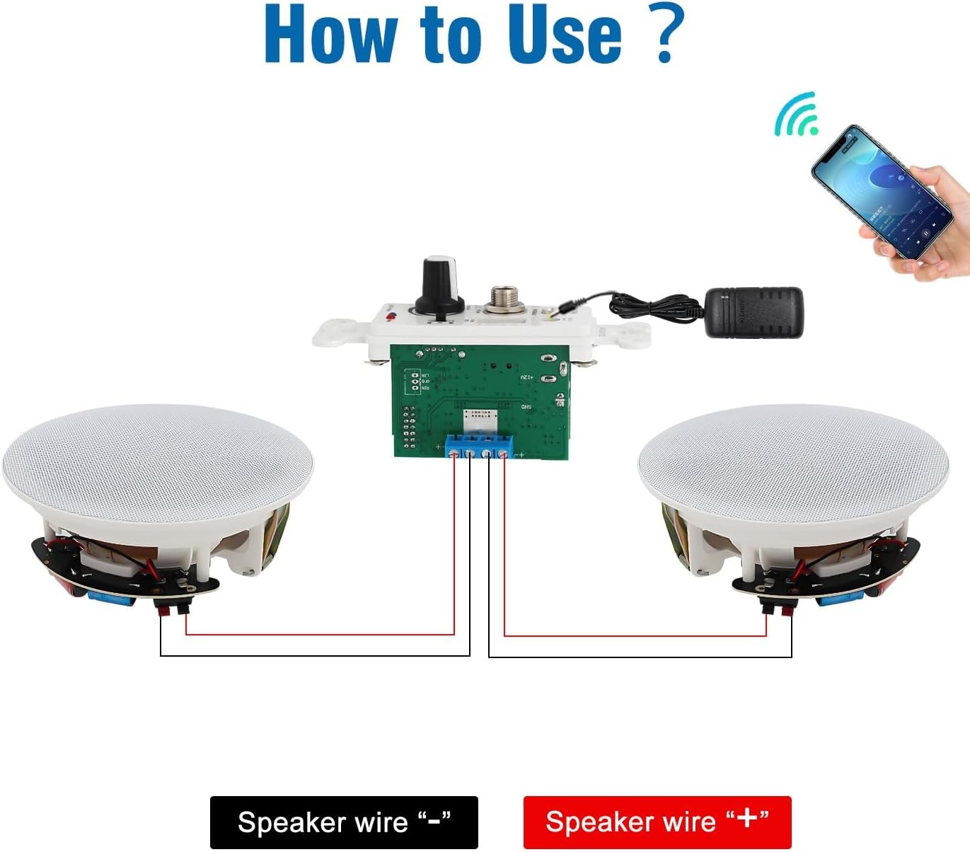 Herdio 2 Pack 8" Bluetooth Ceiling Speakers 400W with In Wall Amplifier