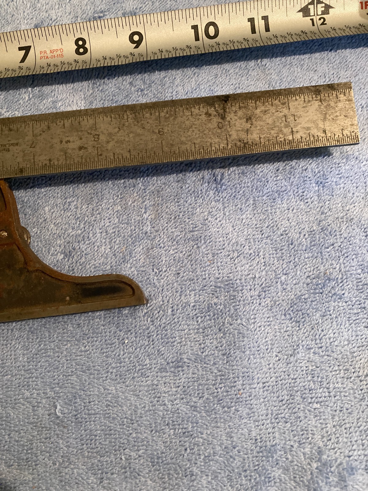 VINTAGE LS STARRETT 492 PROTRACTOR & RULER BUBBLE LEVEL MACHINIST TOOLS READ