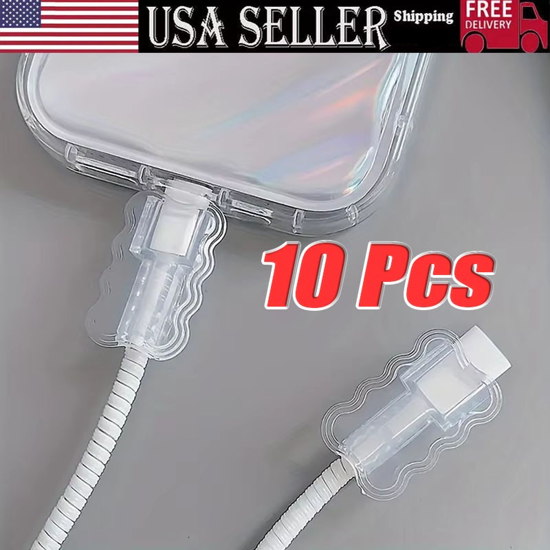 10x Transparent Data Cable Protector Cable Winder Anti-Breakage Cord Saver Wire