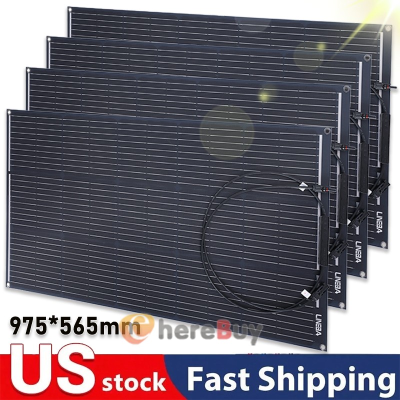 LINEBA 100W 200W 400W Solar Panel 12V Flexible Highly Mono Caravan RV Marine Van