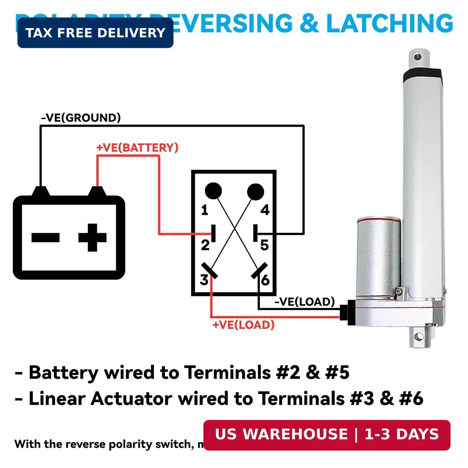 ECO-WORTHY 12V 30A DPDT Waterproof Latching Reverse Polarity Toggle Switch, 4 Pi