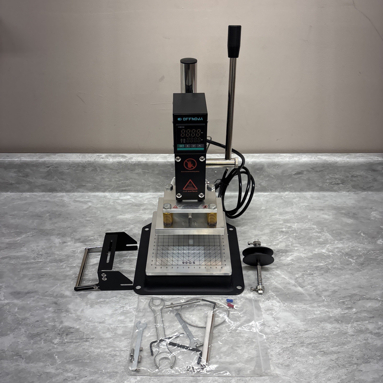 Hot Foil Stamping Machine 10x13cm with U-Slot & Movable Table, 110V Digital E...