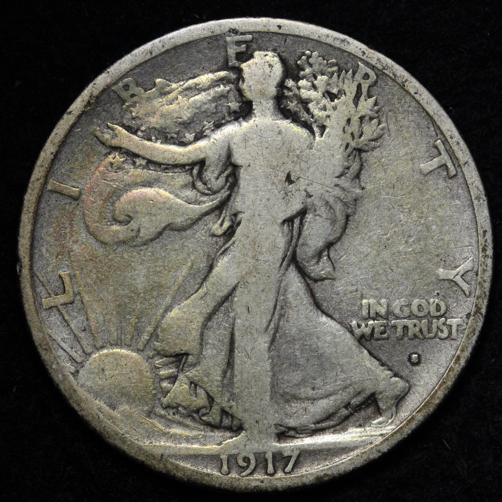 1917-S OBV Walking Liberty Silver Half Dollar VG+ E365 VJEH