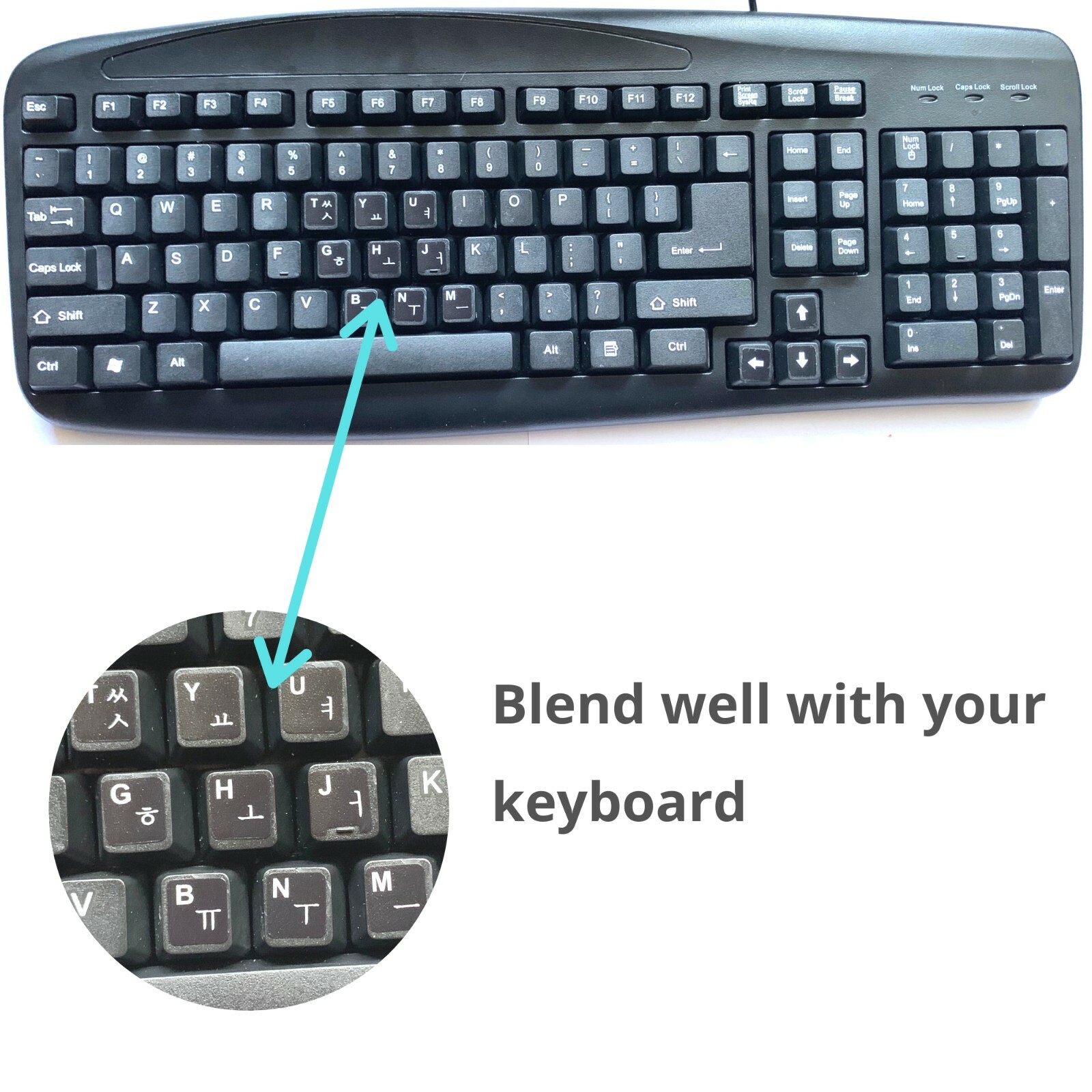 2PCS Korean keyboard stickers Waterproof Replacement Computer Laptop White