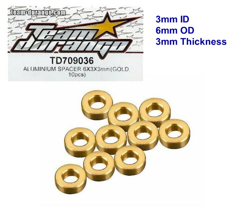 10x M3 3x6 x3mm Alloy Gold Aluminum Shim Spacer Round RC Car Truck Buggy Truggy