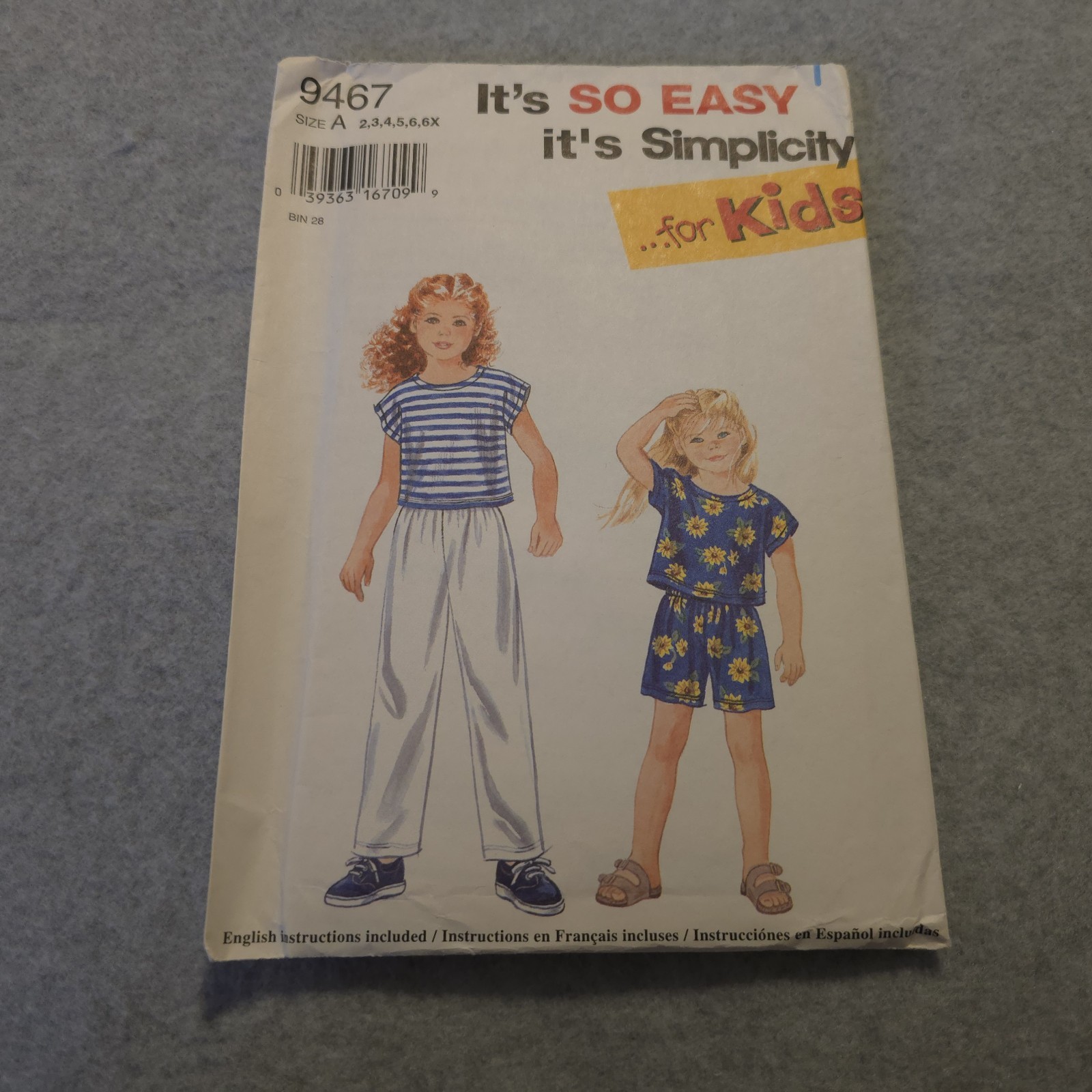 Simplicity 9467 Girls Top Pants Shorts Pattern Sz 2-6X Easy Sew Unc