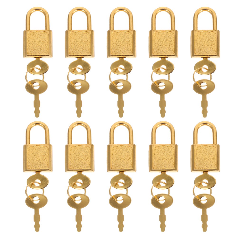 10 Sets Small Lock Key Lockable Diary Book Backpack Padlock for Suitcase