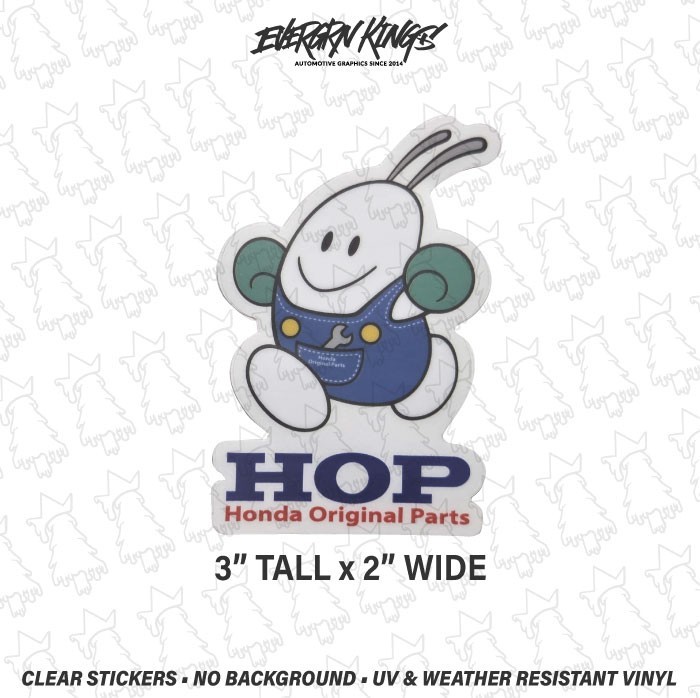 HOP Honda Original Parts Mascot CLEAR Sticker - 3 inch - Bunny Mechanic JDM
