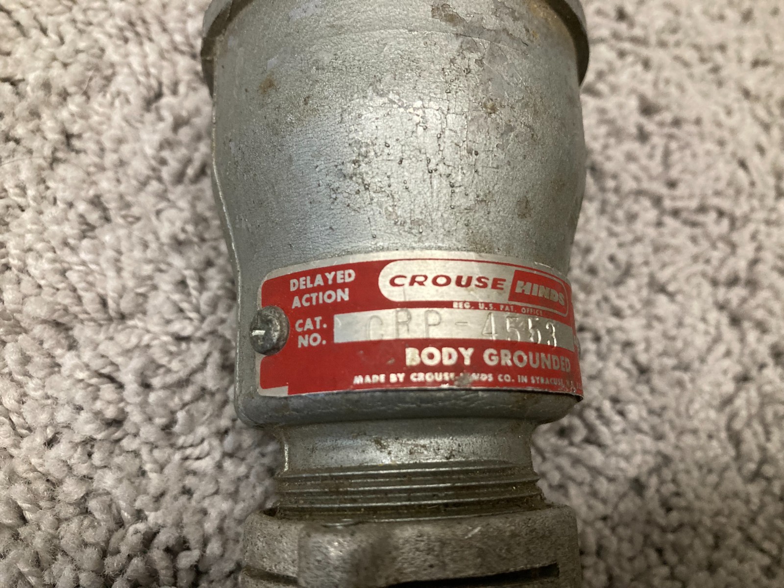 Vintage CROUSE-HINDS CRP4553 ARKTITE EXPLOSION-PROOF DELAYED-ACTION PLUG