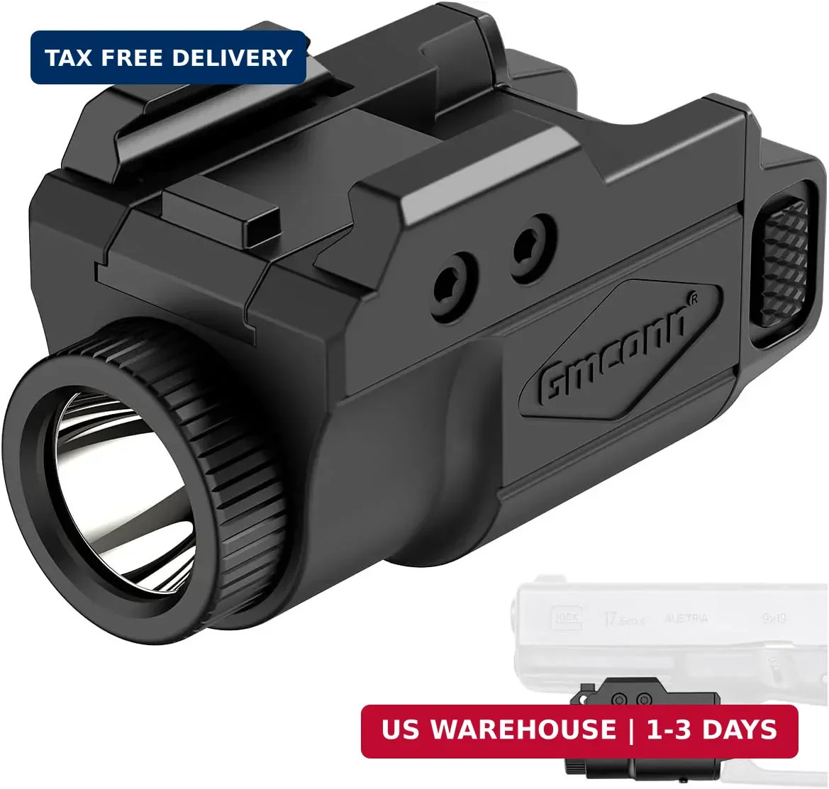 700 Lumen Pistol Light, Compact Adjustable Rail Mounted Flashlight Mini W