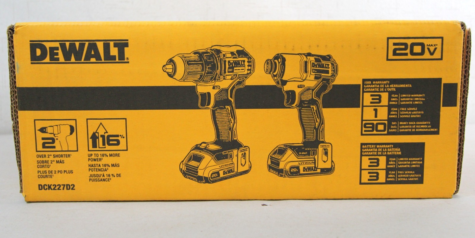 DEWALT DCK227D2 20V MAX 2-Tool Brushless Power Tool Combo Kit 2-Batteries