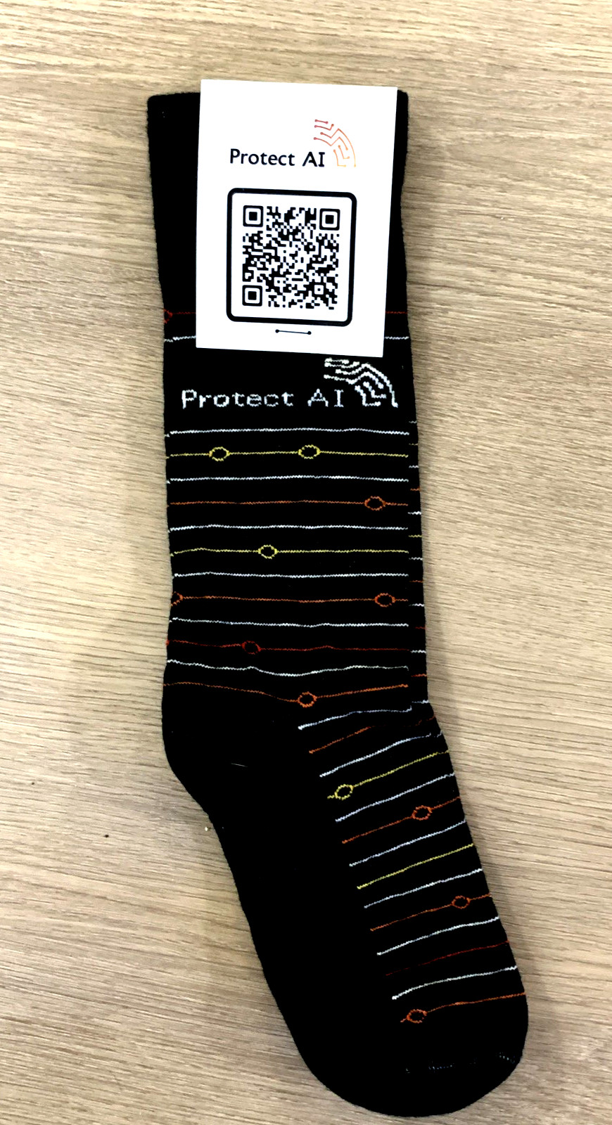 Women's  NOVELTY CREW SOCKS   Protect AI  Black Striped  Cotton Blend  9-11  NEW
