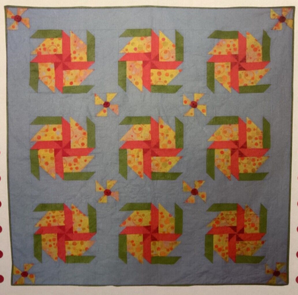 PATTERN Primitive Pinwheel Quilt NEW Aunt Em’s Quilts ADORABLE…Quick and Easy