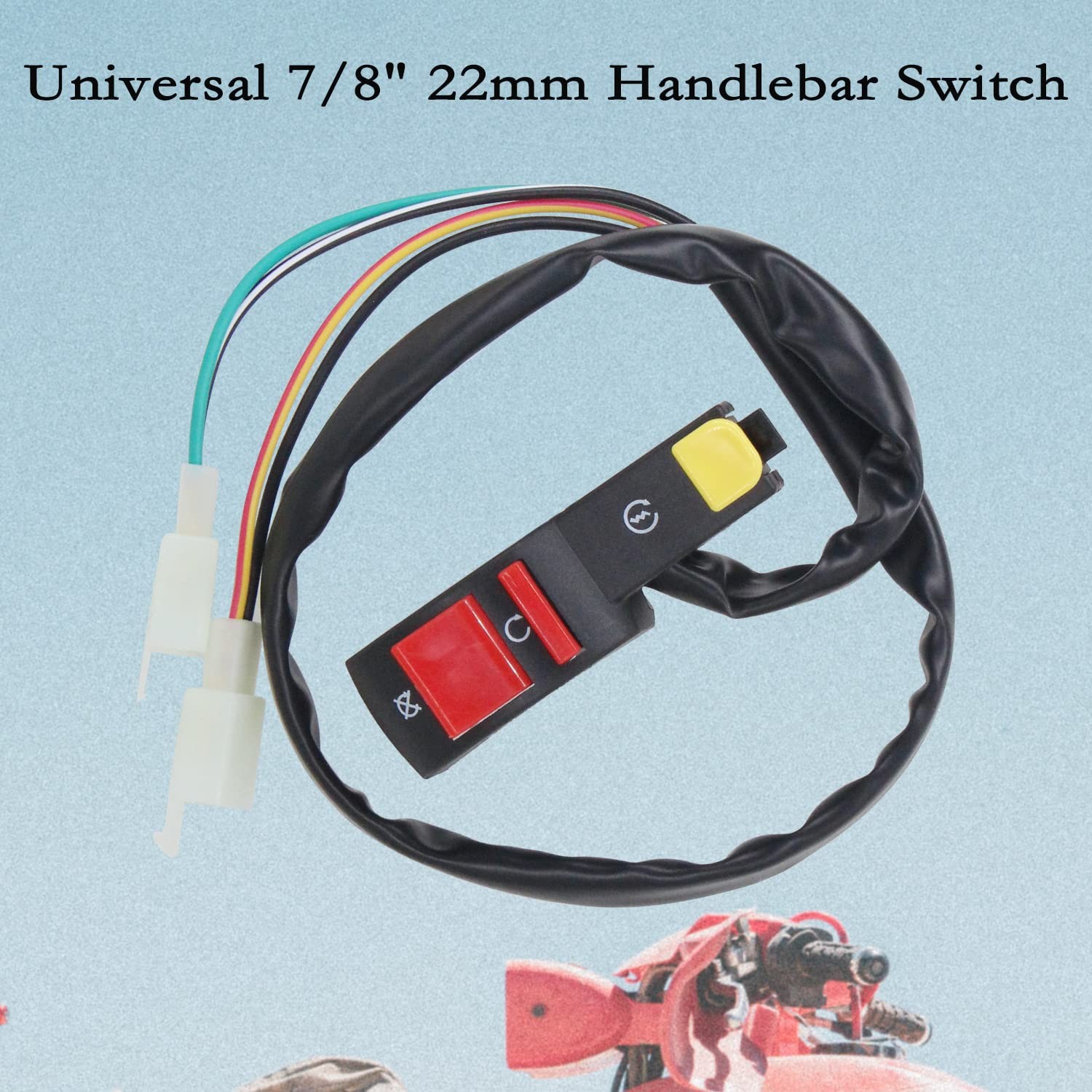 Amavoler Universal 7/8" 22mm Handlebar Switch Start Kill Button Black