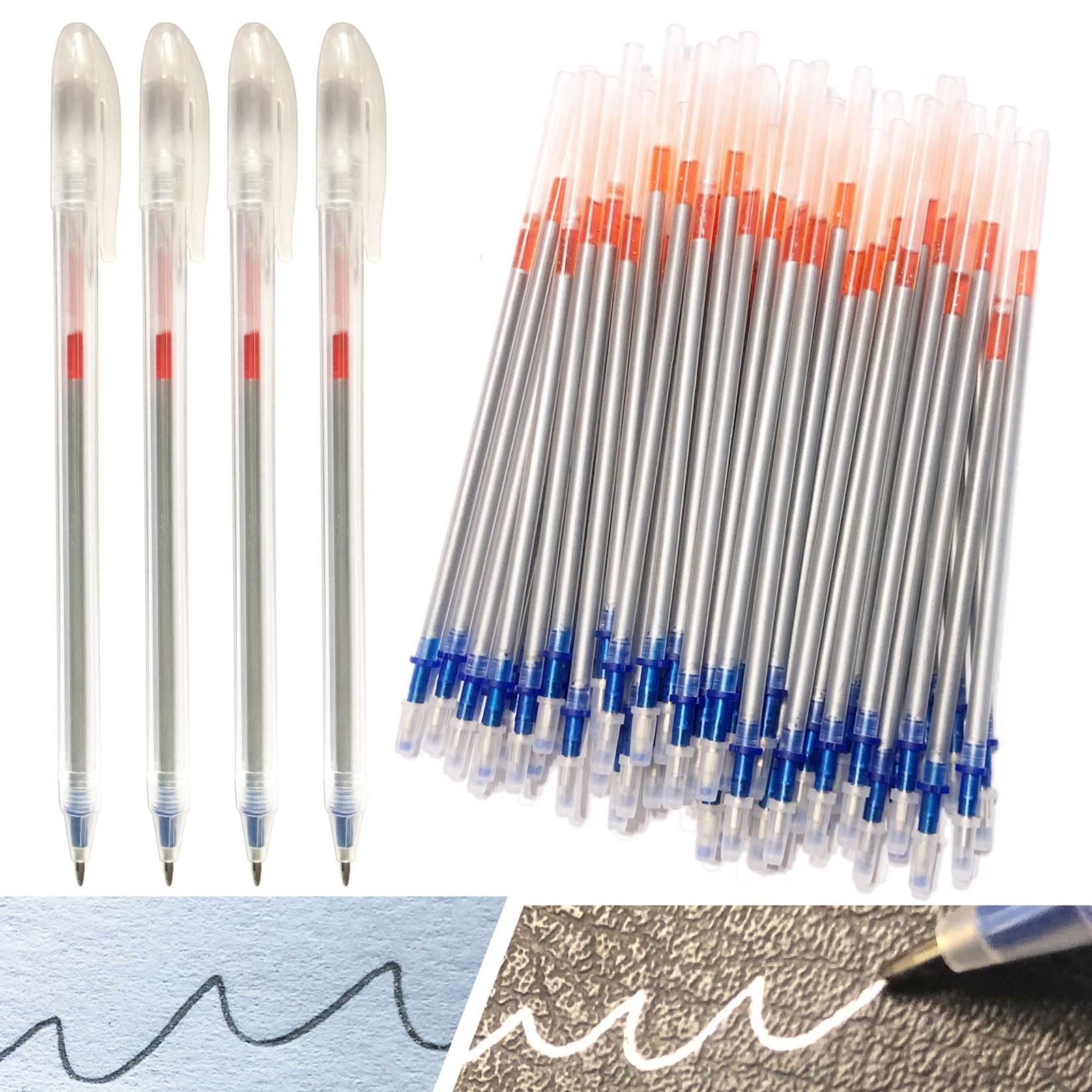 54 Pcs Leather Marking Pen Silver Fabric Markers Pen Set, 4 Pcs Pen Barrel wi