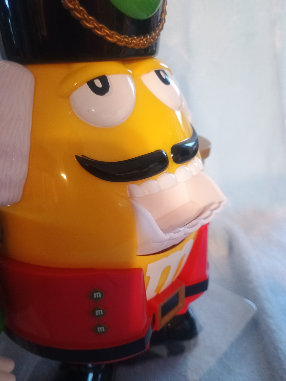 M&M Candy Nutcracker Yellow Can Dispenser With No Candy