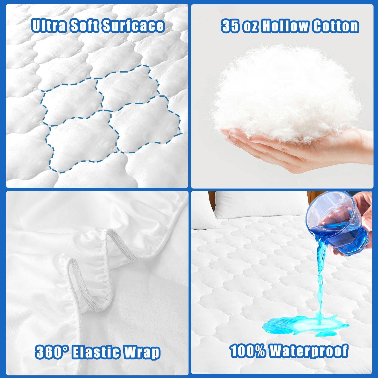 Waterproof Mattress Protector Queen Size, 6''-21'' Queen, Flower