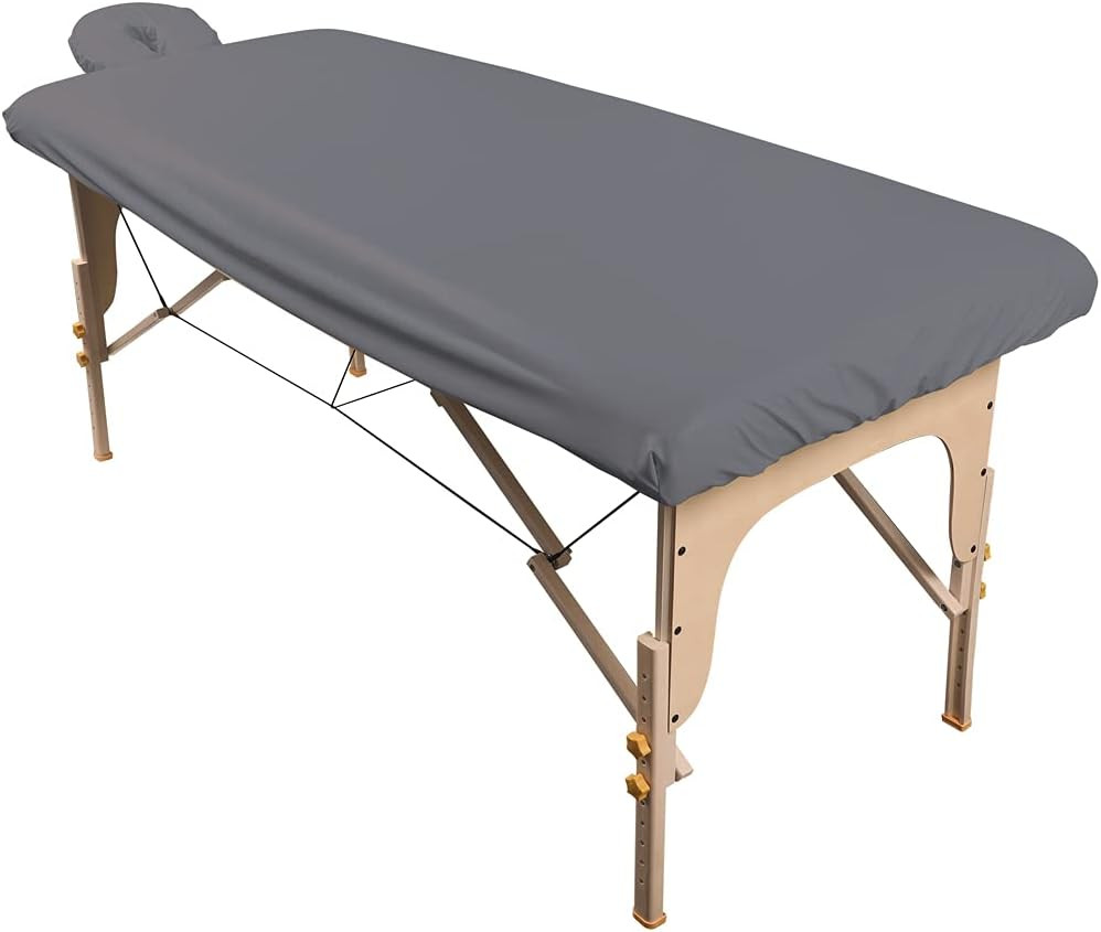Waterproof Massage Table Cover Set Fitted Sheet Face Rest Cover Cool Grey