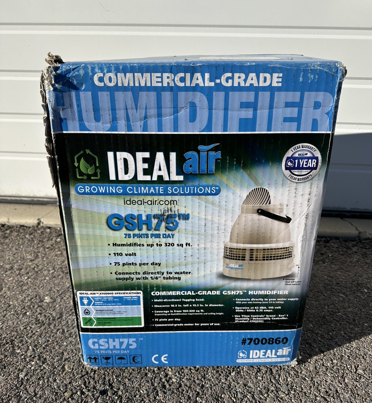 Ideal-Air Commercial-Grade Humidifier GSH75 75 Pints /Day