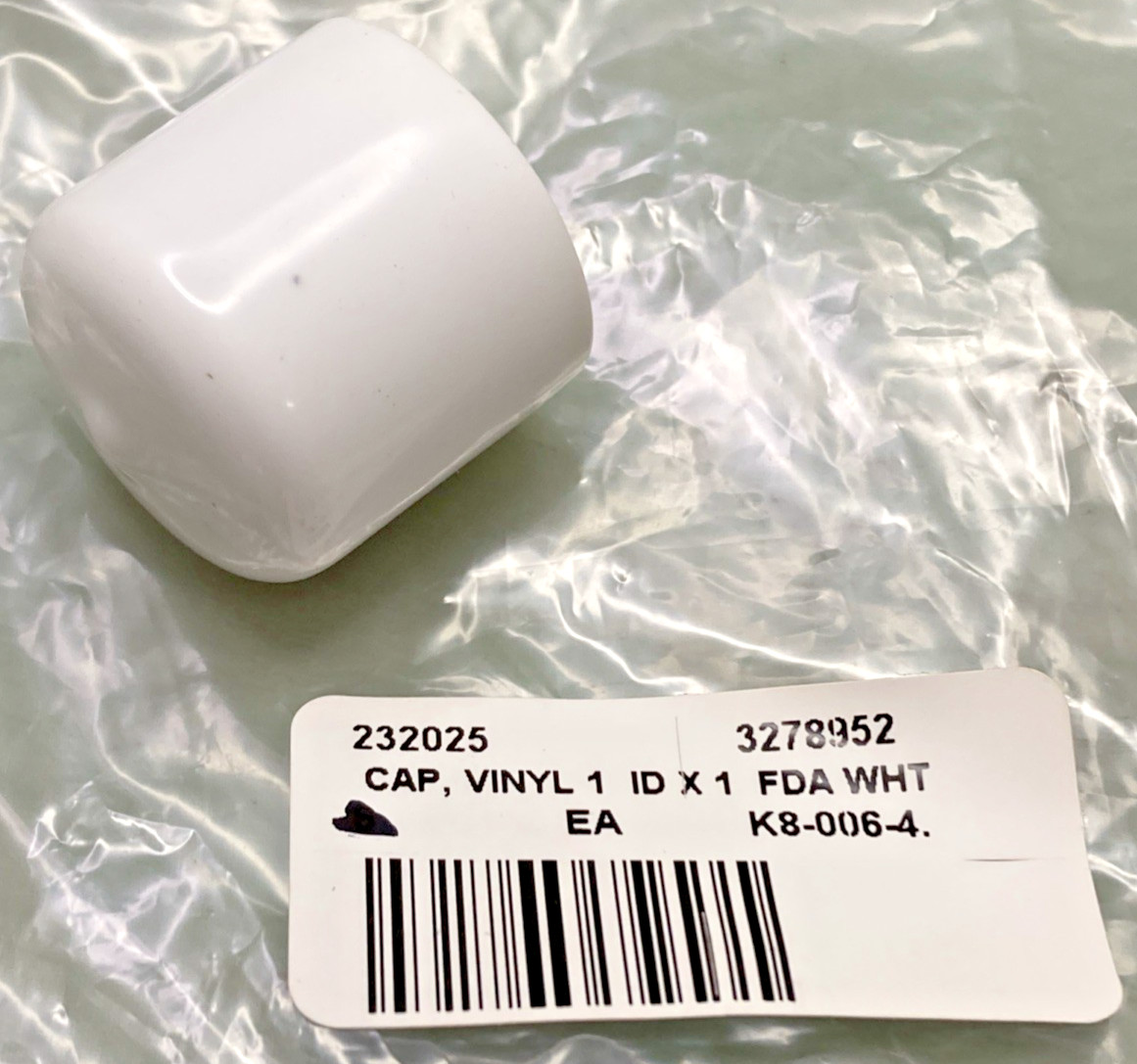 NEW REPLACES STOELTING 232025 WHITE VINYL CAP 1"