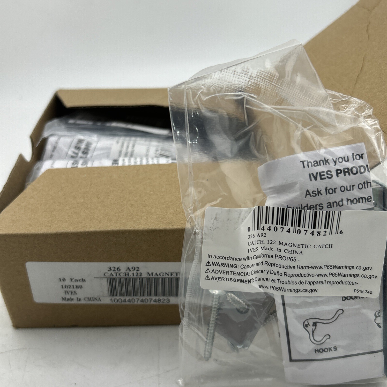 New Qty (10) Ives 326A92 Mighty-Mite Magnetic Catches, 3 1/8" X 1" X 9/16"