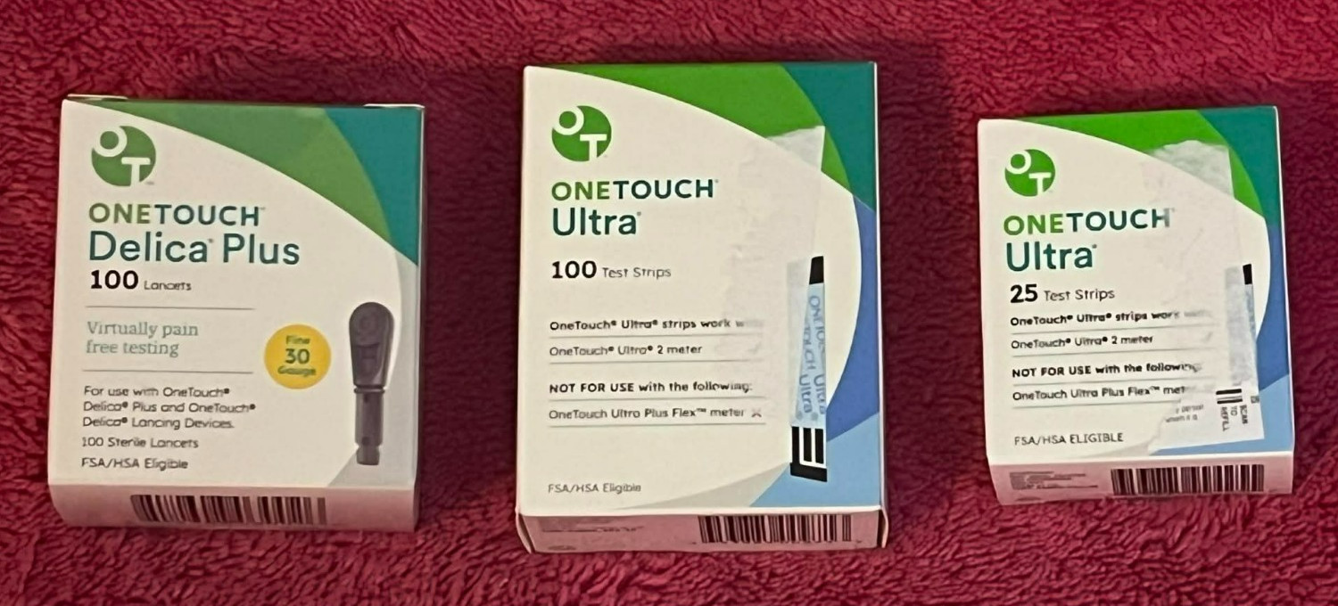 Diabetes ONE TOUCH Ultra 125 Test Strips 4/26 Delica Plus 100 Lancets 12/29 NEW