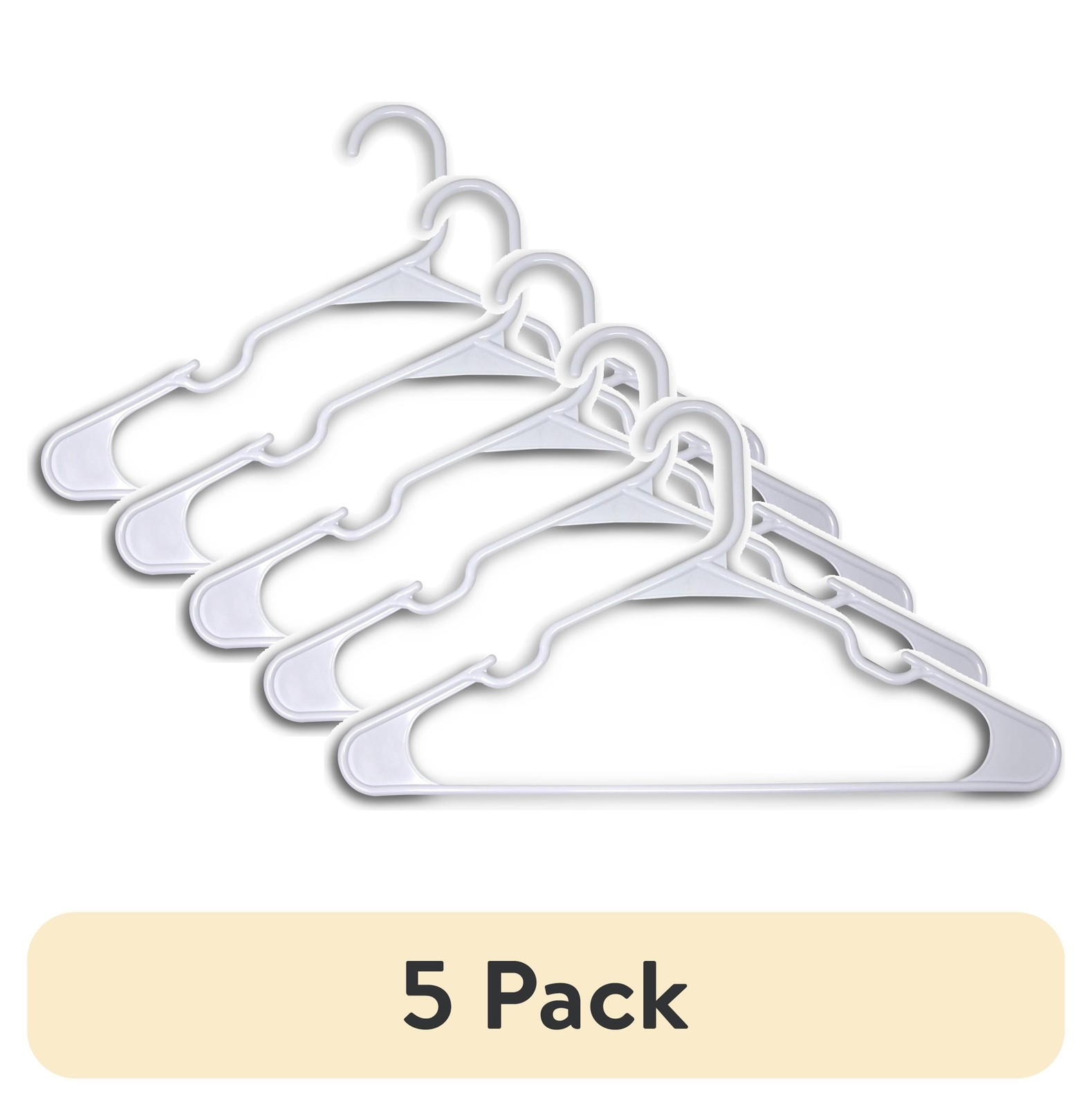 (5 pack Heavyweight Plastic Clothes Hangers White 9 Count Strong Support Coats &