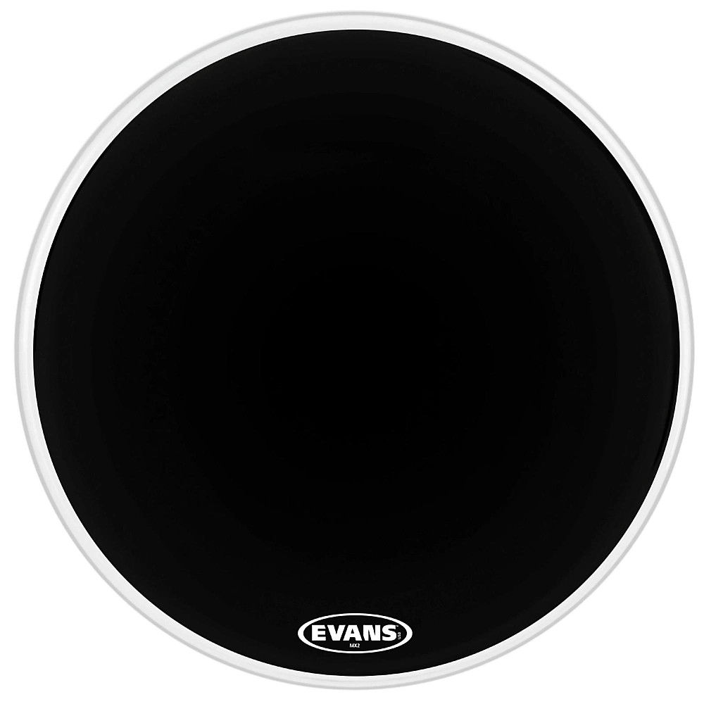 Evans MX2 Black Marching Bass Drum Head Black 24 in.