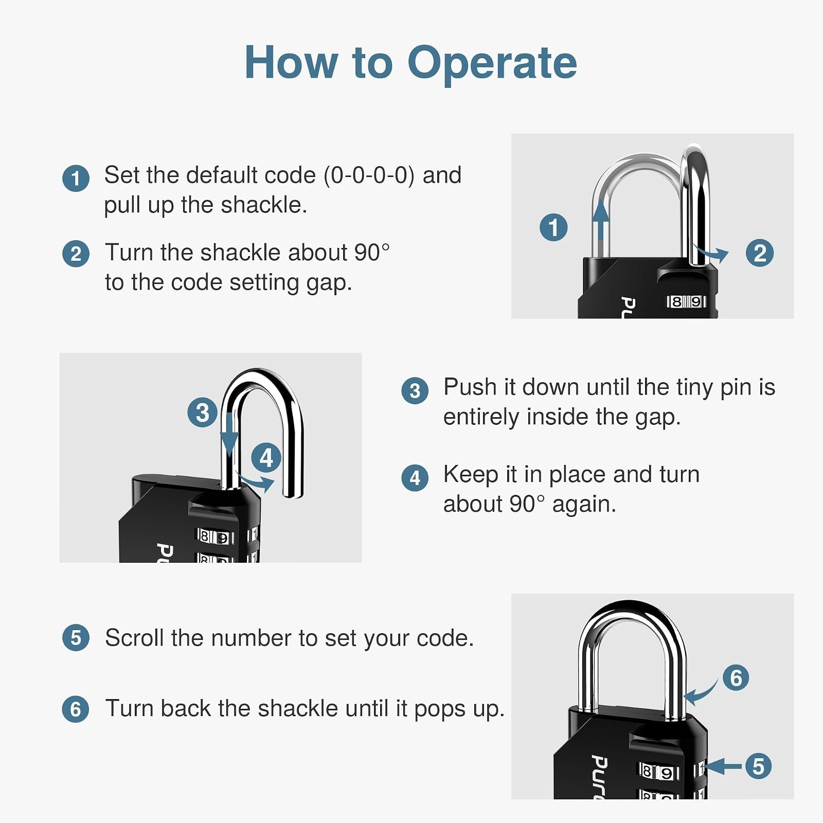 1pc Combination Lock Resettable 4 Digit Padlock with Combination Waterproof and