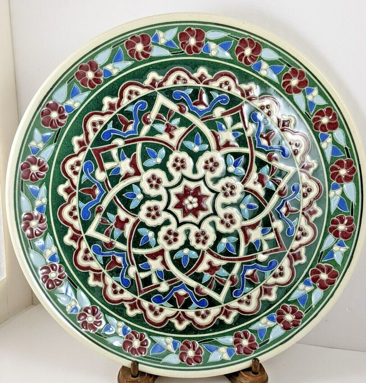 Hand Made Kutawya Artisan Wall Hanging Plate Turkey Signed