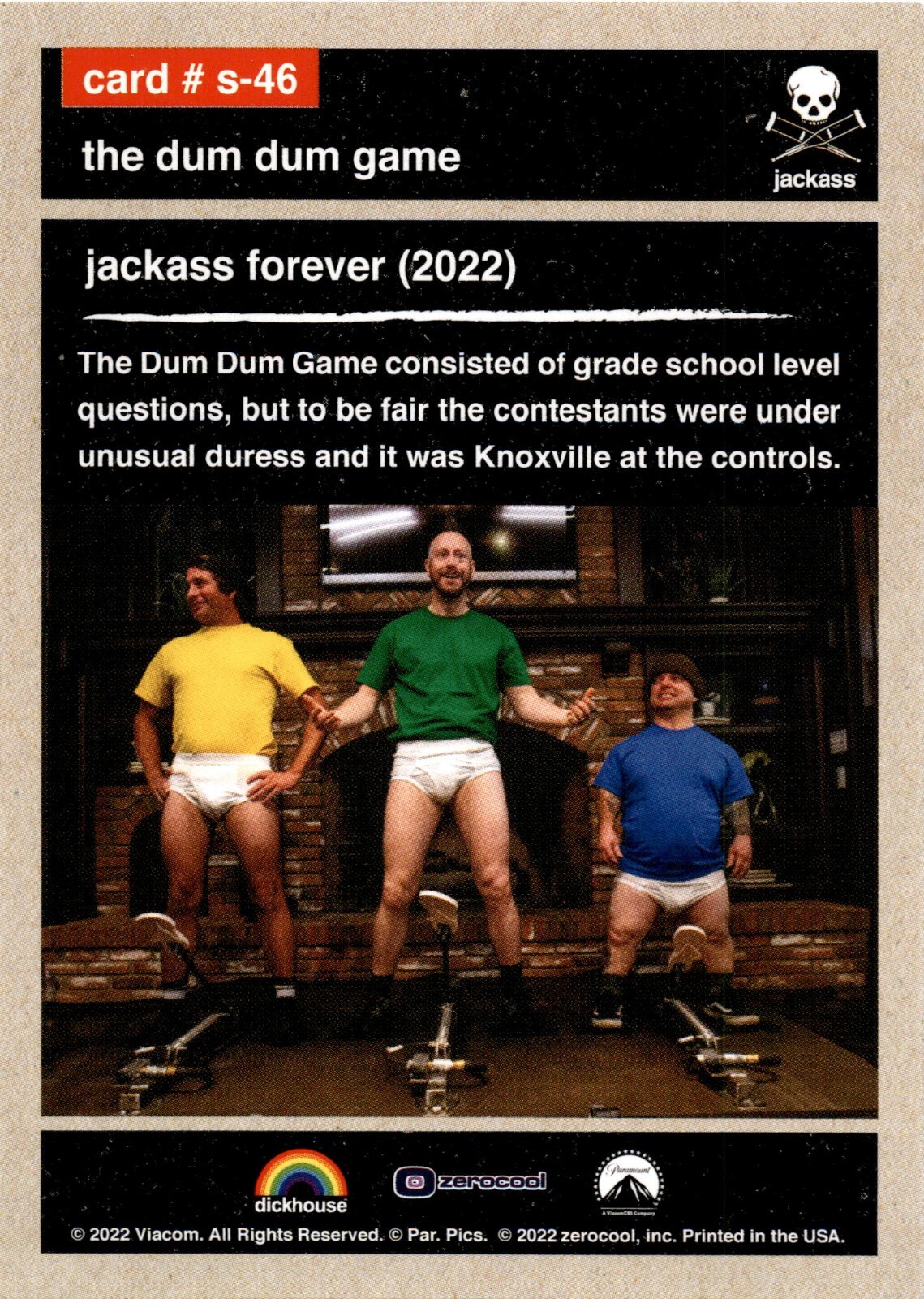 2022 Zerocool Jackass Card Base The Dum Dum Game