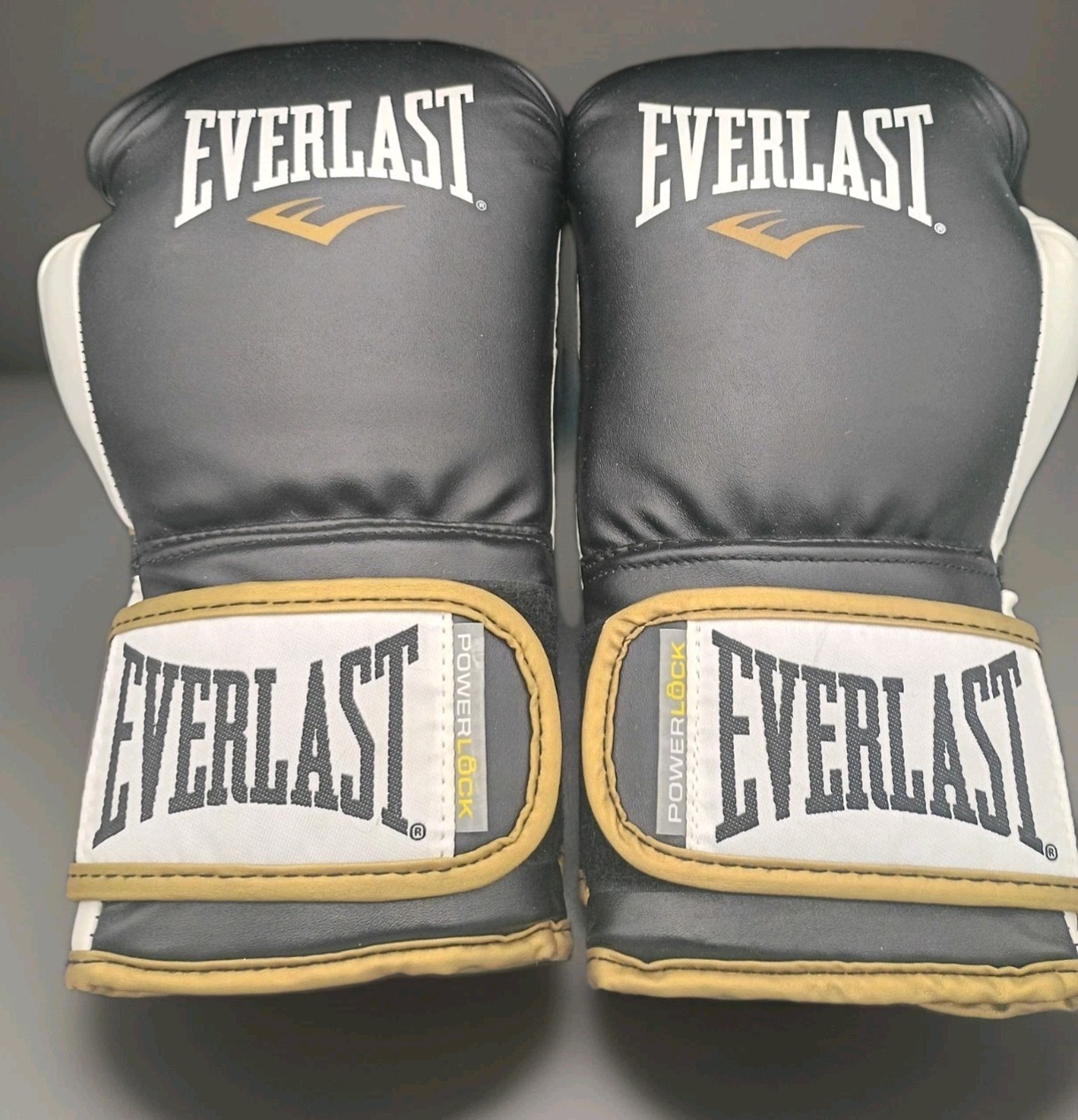 Everlast Powerlock Training Gloves- Black/White/Gold -14 Ounces