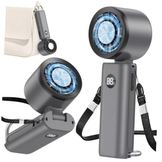 Portable Handheld Fan with Ice Cooling, 5000mAh Rechargeable Personal Fan, 5