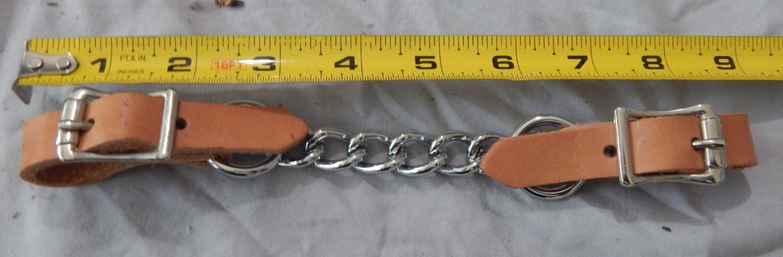 Single Flat Link Chain Curb Strap Heavy Cowhide Brand New