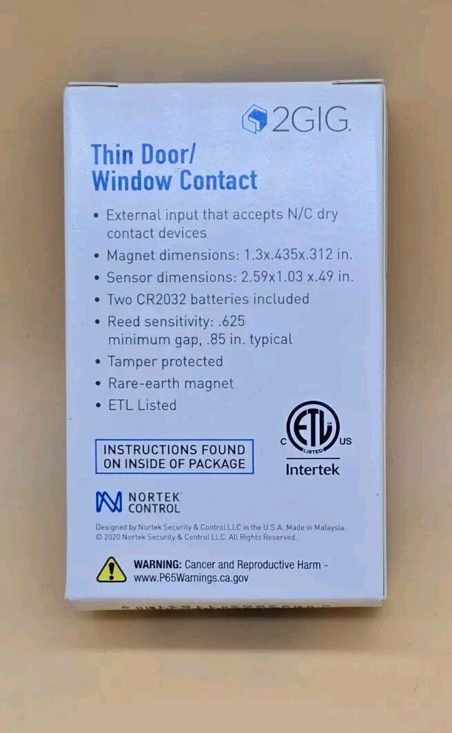 2Gig Thin Door/Window Contact 2GIG-DW10-345
