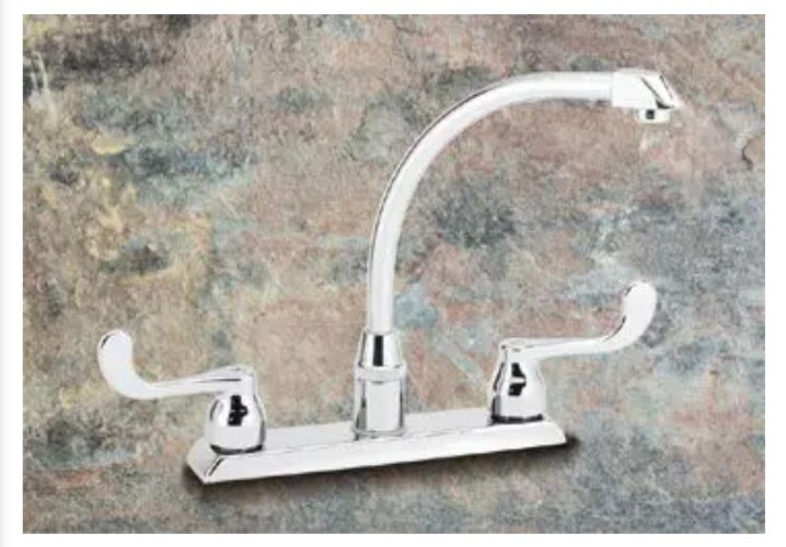 Elkay LKD2442BH Exposed Deck Mount Faucet with Arc Spout and 4" Handles, Chrome