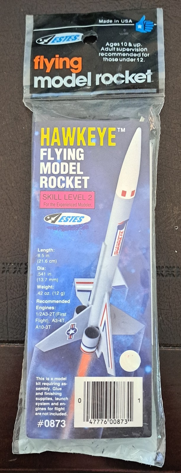 Estes HAWKEYE Flying Model Rocket Kit #0873 Vintage Sealed