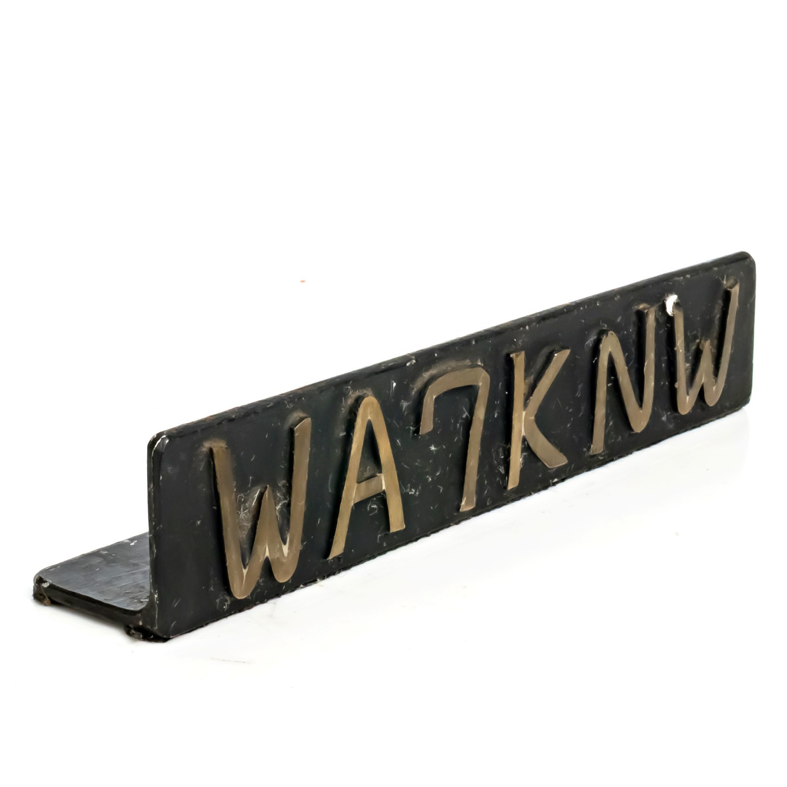 HAM Call Sign Name Plate Brass/Steel from WA7DDL to WA7KNW in 1973 - 6.5" Long