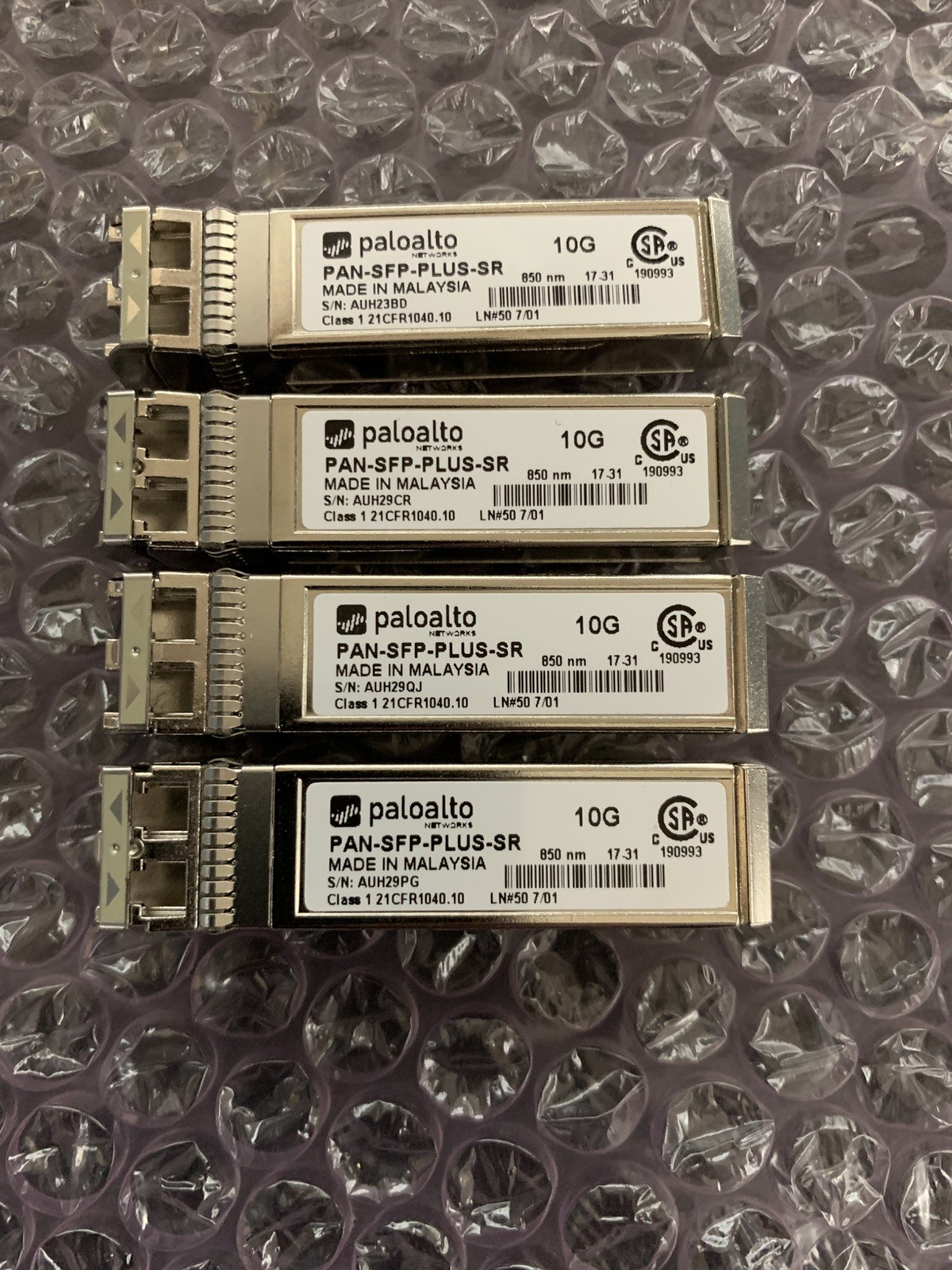Lot of 4 Palo Alto PAN-SFP-PLUS-SR 450-000434 Transceiver