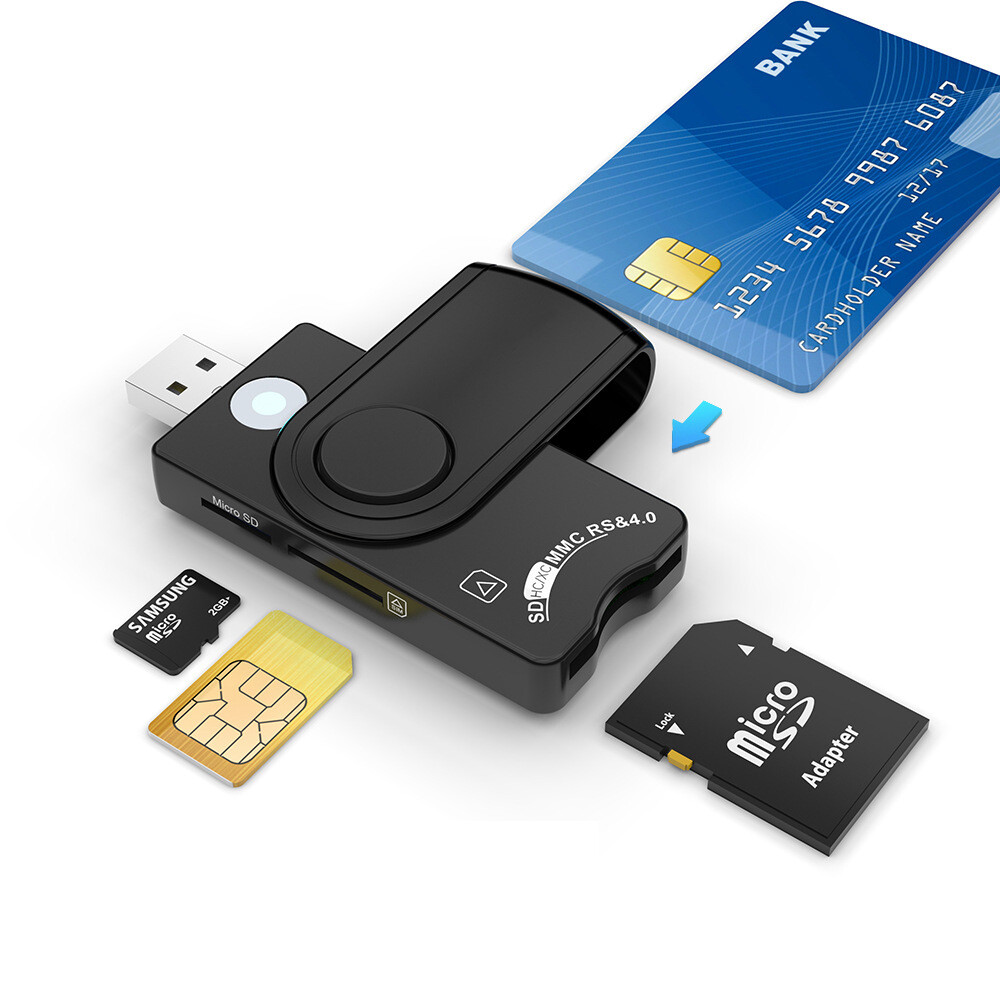 7-in-1 Smart USB 2.0 Micro TF SD SIM ID Card Reader Memory Adapter for PC Laptop