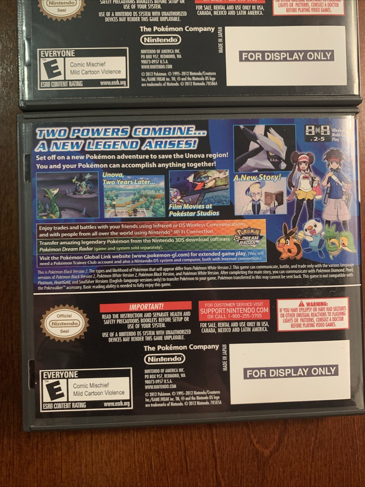 Pokemon White 2 + Black 2 Nintendo DS Replacement Cases Only NO GAMES - Bundle