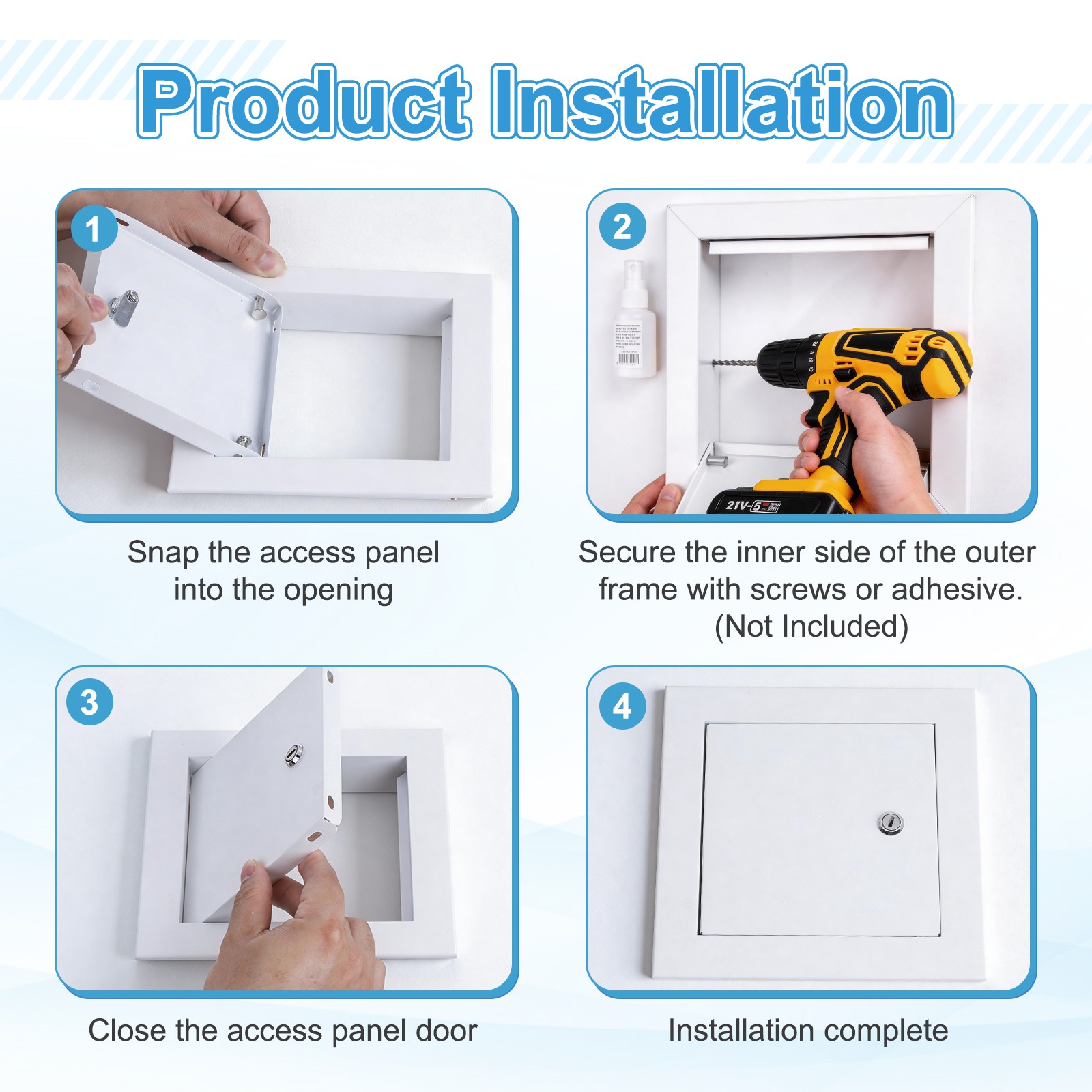 Access Panel (6"x6") Plumbing Access Door Lock-in Installation With Key, White