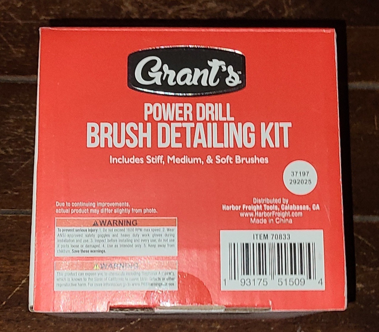 Grant's 5pc Power Drill Brush Detailing Kit: Stiff, Medium & Soft Brushes #70833